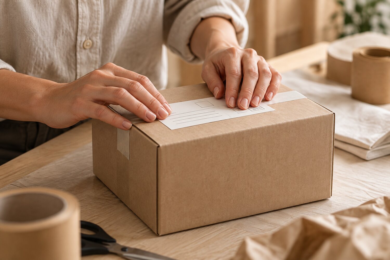 Préparation d’un colis pour une commande en ligne