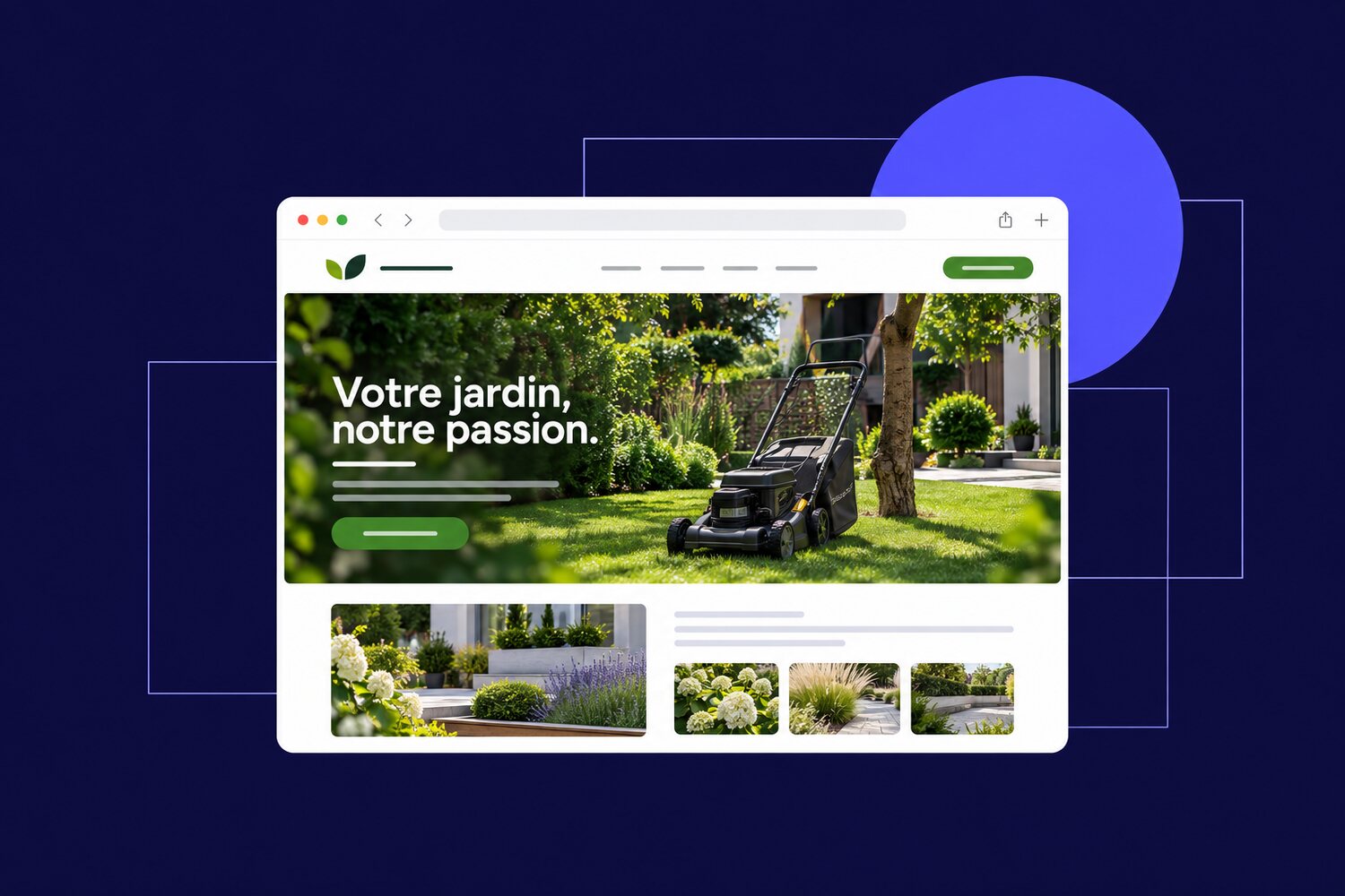 Composition de fenêtres de navigateur présentant un site vitrine